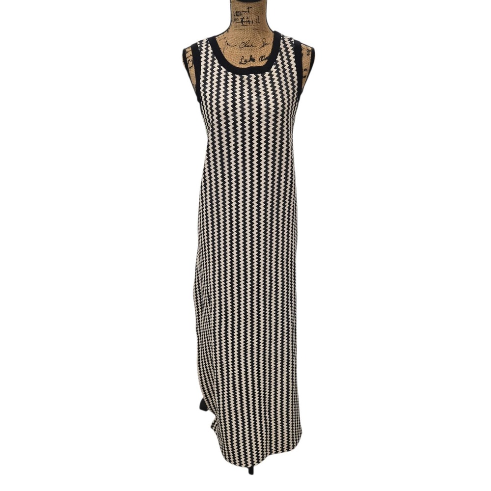 Loft Maxi Dress Swim Cover Up Black & White Chevron XL Cruise Beach Vacation NWT